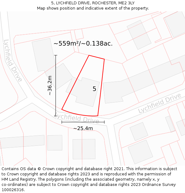 5, LYCHFIELD DRIVE, ROCHESTER, ME2 3LY: Plot and title map