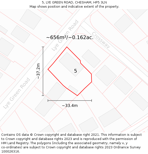 5, LYE GREEN ROAD, CHESHAM, HP5 3LN: Plot and title map