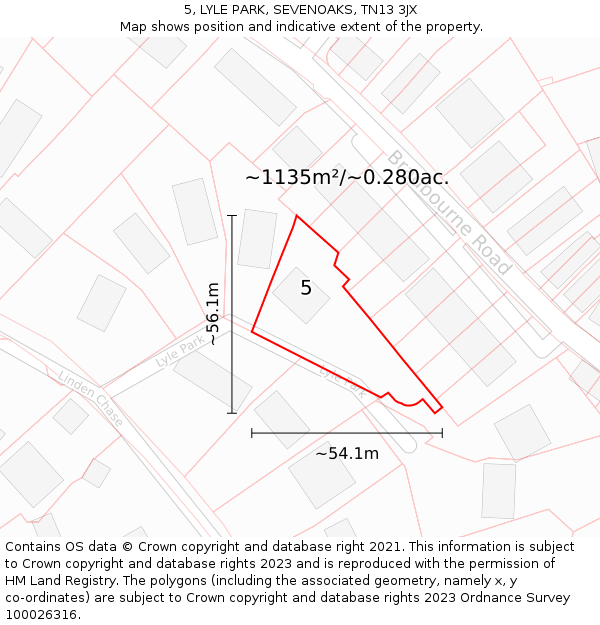 5, LYLE PARK, SEVENOAKS, TN13 3JX: Plot and title map