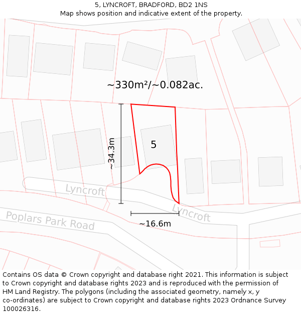 5, LYNCROFT, BRADFORD, BD2 1NS: Plot and title map