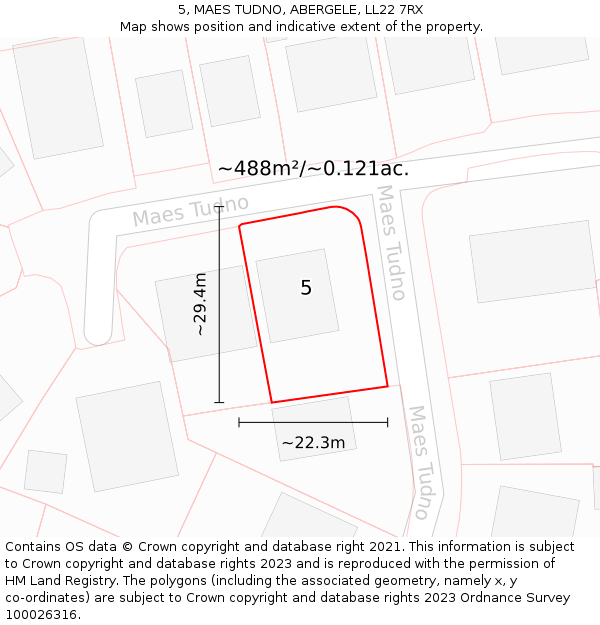 5, MAES TUDNO, ABERGELE, LL22 7RX: Plot and title map