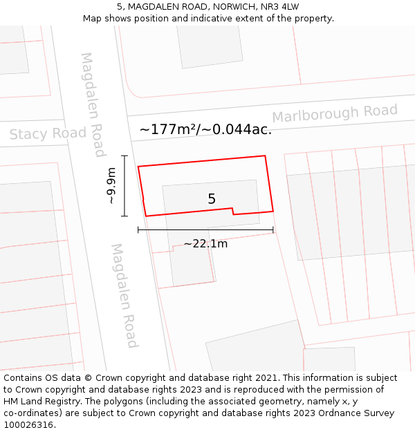 5, MAGDALEN ROAD, NORWICH, NR3 4LW: Plot and title map