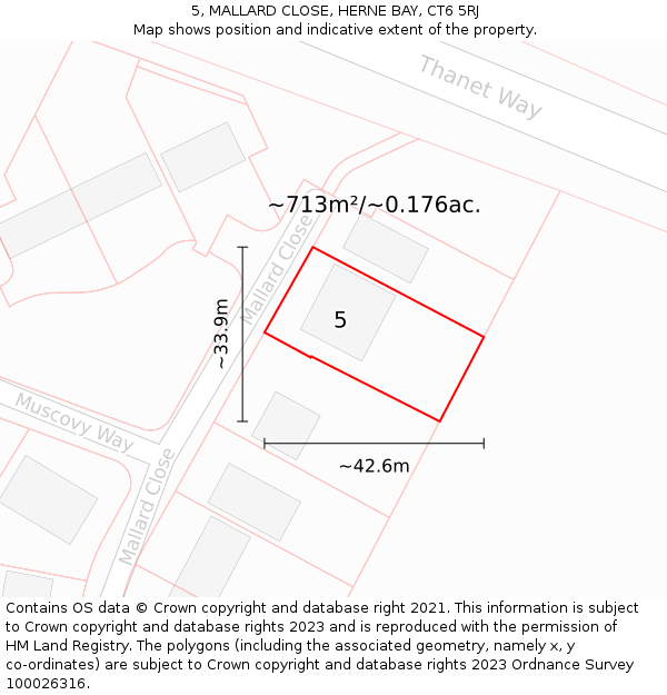 5, MALLARD CLOSE, HERNE BAY, CT6 5RJ: Plot and title map