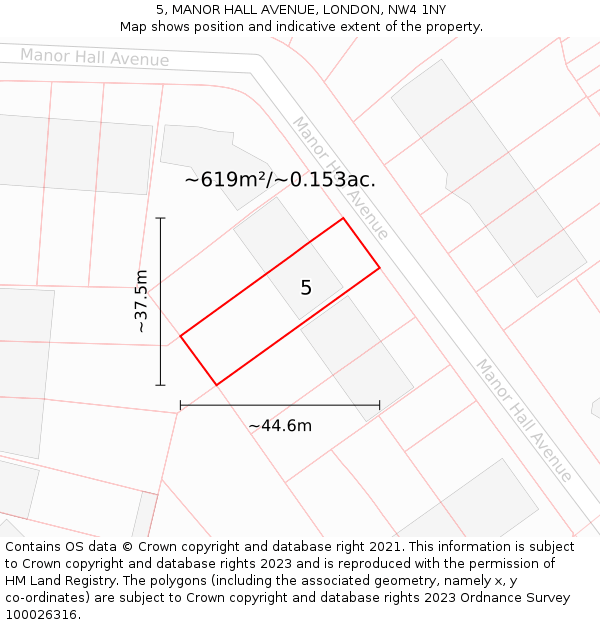 5, MANOR HALL AVENUE, LONDON, NW4 1NY: Plot and title map