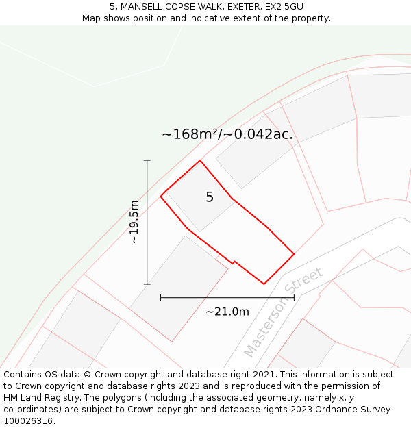 5, MANSELL COPSE WALK, EXETER, EX2 5GU: Plot and title map