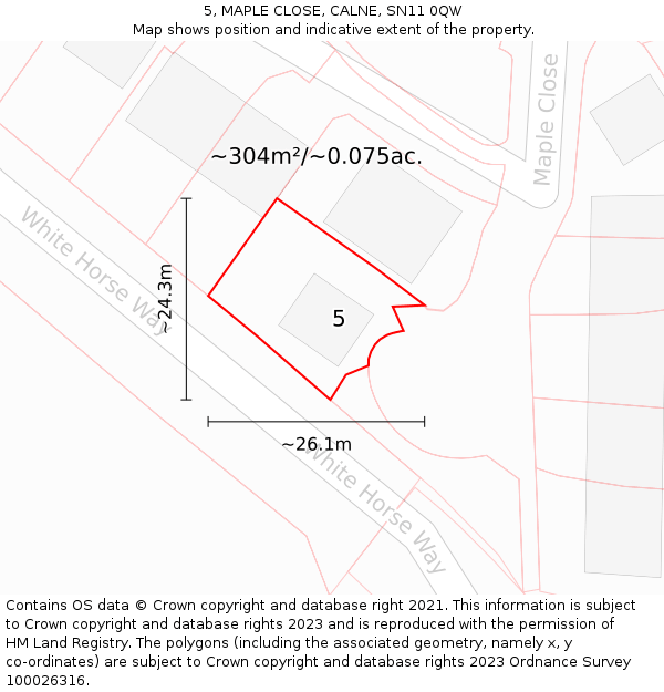 5, MAPLE CLOSE, CALNE, SN11 0QW: Plot and title map