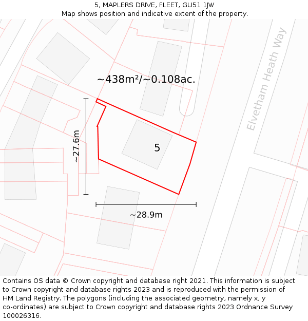 5, MAPLERS DRIVE, FLEET, GU51 1JW: Plot and title map