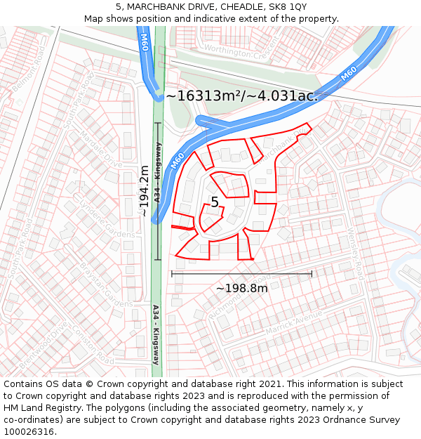 5, MARCHBANK DRIVE, CHEADLE, SK8 1QY: Plot and title map