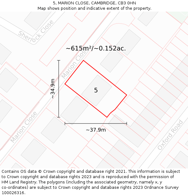 5, MARION CLOSE, CAMBRIDGE, CB3 0HN: Plot and title map