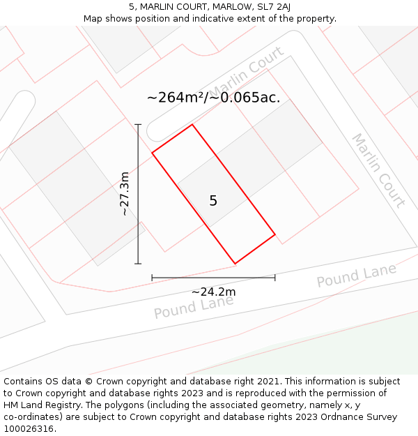 5, MARLIN COURT, MARLOW, SL7 2AJ: Plot and title map