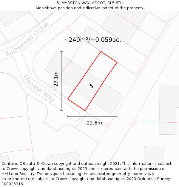 5, MARSTON WAY, ASCOT, SL5 8TH: Plot and title map