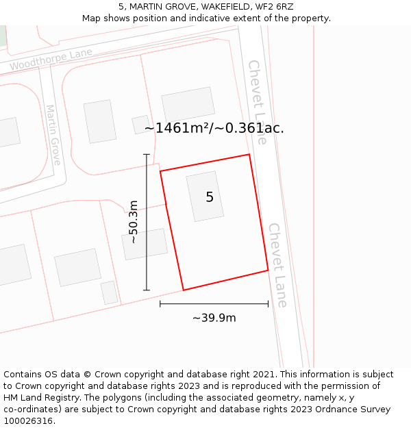 5, MARTIN GROVE, WAKEFIELD, WF2 6RZ: Plot and title map