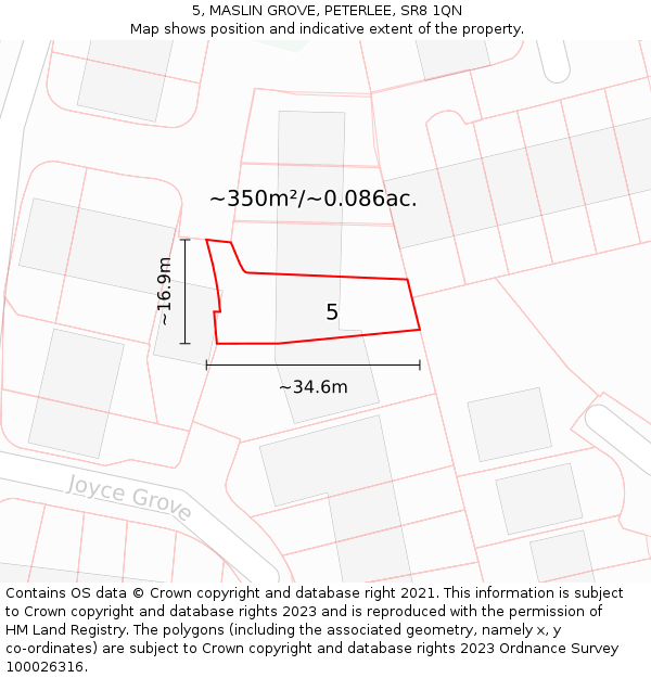 5, MASLIN GROVE, PETERLEE, SR8 1QN: Plot and title map