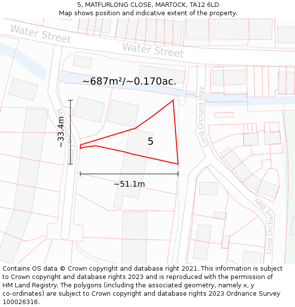 5, MATFURLONG CLOSE, MARTOCK, TA12 6LD: Plot and title map