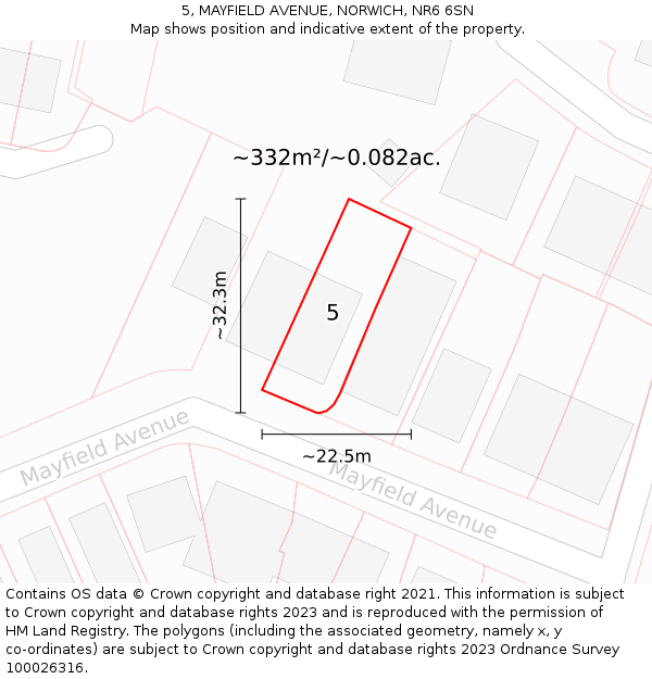5, MAYFIELD AVENUE, NORWICH, NR6 6SN: Plot and title map