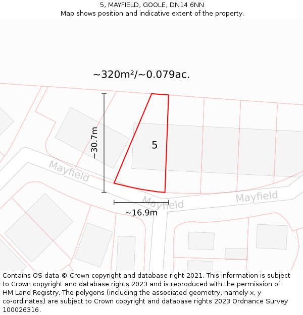 5, MAYFIELD, GOOLE, DN14 6NN: Plot and title map