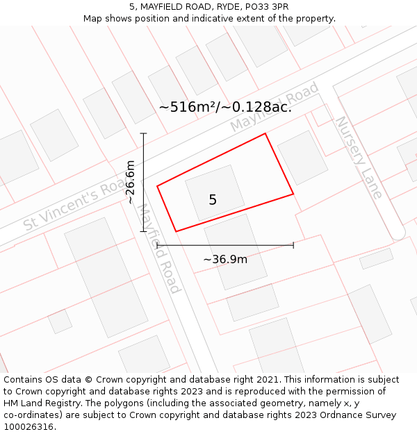 5, MAYFIELD ROAD, RYDE, PO33 3PR: Plot and title map