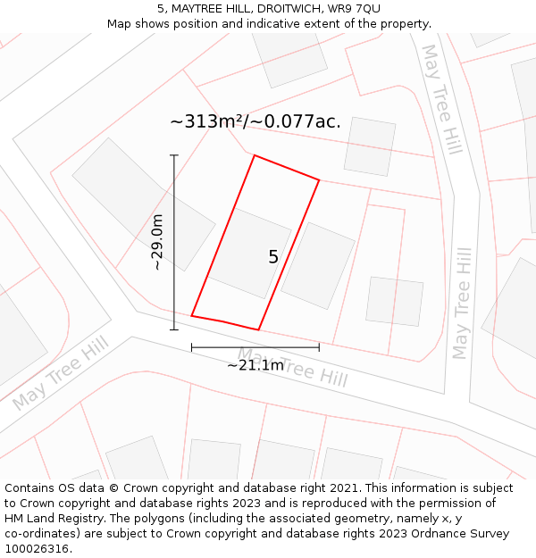 5, MAYTREE HILL, DROITWICH, WR9 7QU: Plot and title map