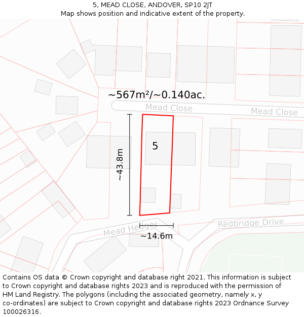 5, MEAD CLOSE, ANDOVER, SP10 2JT: Plot and title map