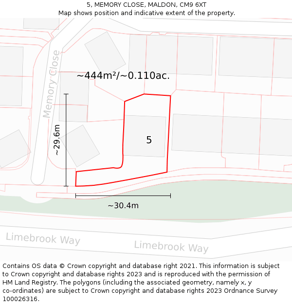 5, MEMORY CLOSE, MALDON, CM9 6XT: Plot and title map