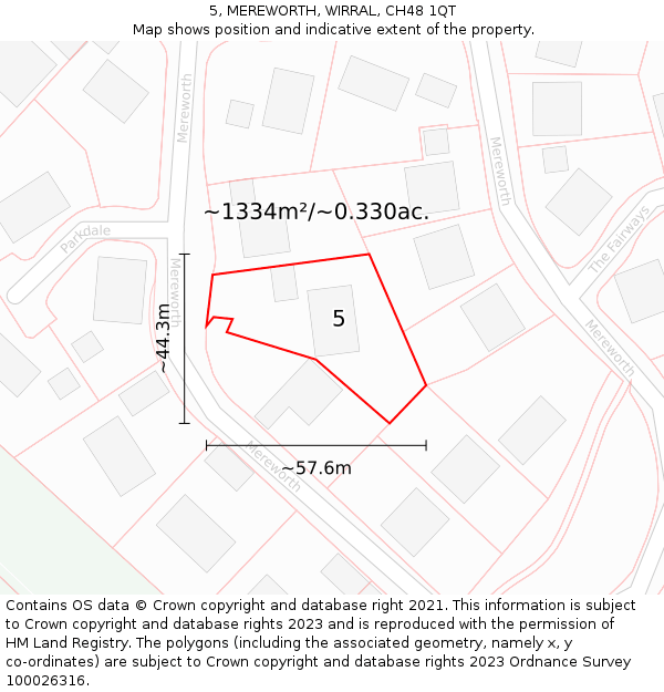 5, MEREWORTH, WIRRAL, CH48 1QT: Plot and title map