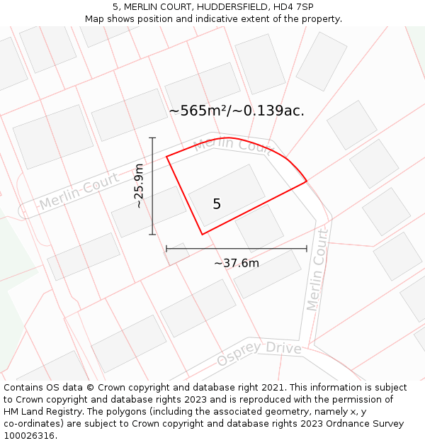 5, MERLIN COURT, HUDDERSFIELD, HD4 7SP: Plot and title map