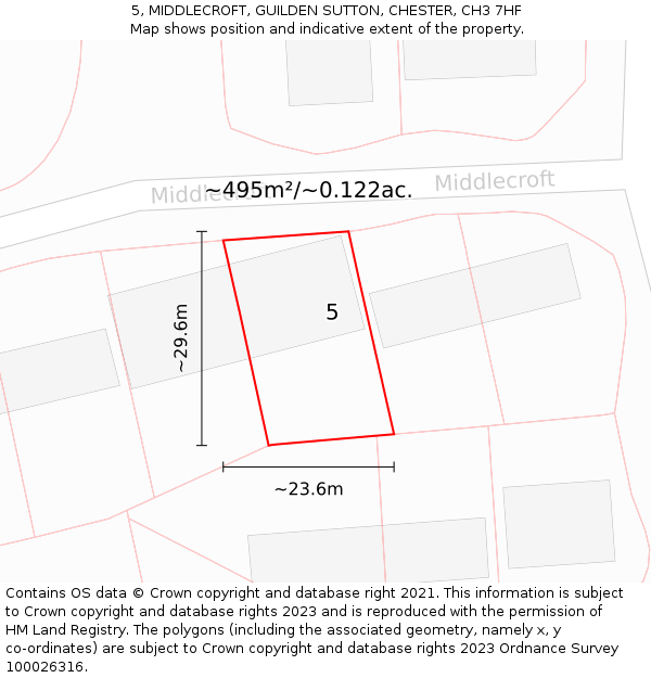 5, MIDDLECROFT, GUILDEN SUTTON, CHESTER, CH3 7HF: Plot and title map