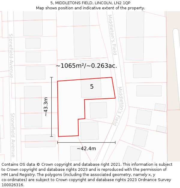 5, MIDDLETONS FIELD, LINCOLN, LN2 1QP: Plot and title map