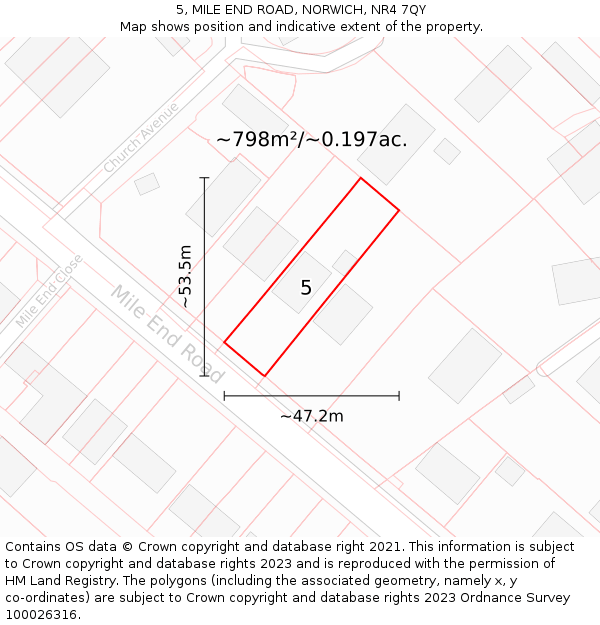 5, MILE END ROAD, NORWICH, NR4 7QY: Plot and title map