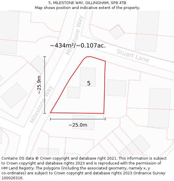 5, MILESTONE WAY, GILLINGHAM, SP8 4TB: Plot and title map