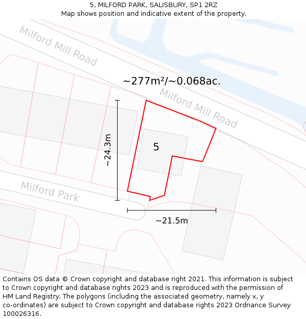 5, MILFORD PARK, SALISBURY, SP1 2RZ: Plot and title map