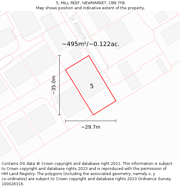 5, MILL REEF, NEWMARKET, CB8 7FB: Plot and title map