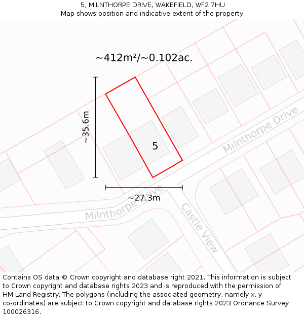 5, MILNTHORPE DRIVE, WAKEFIELD, WF2 7HU: Plot and title map