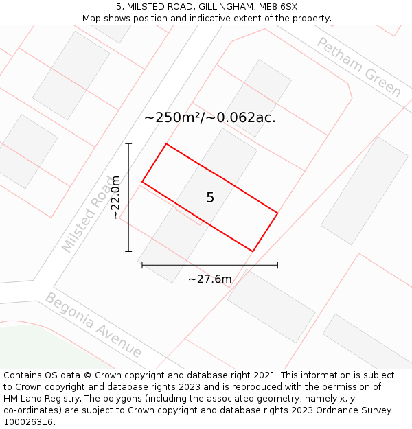 5, MILSTED ROAD, GILLINGHAM, ME8 6SX: Plot and title map