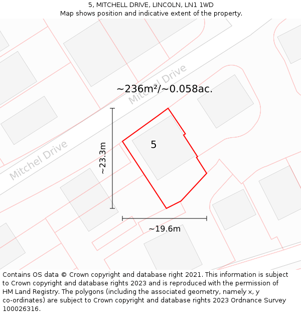 5, MITCHELL DRIVE, LINCOLN, LN1 1WD: Plot and title map