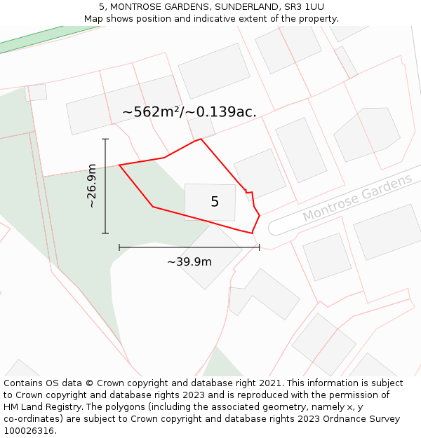 5, MONTROSE GARDENS, SUNDERLAND, SR3 1UU: Plot and title map