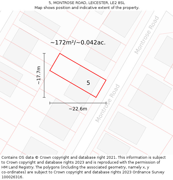 5, MONTROSE ROAD, LEICESTER, LE2 8SL: Plot and title map