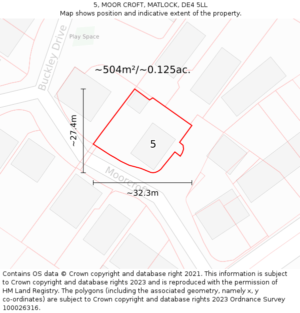 5, MOOR CROFT, MATLOCK, DE4 5LL: Plot and title map