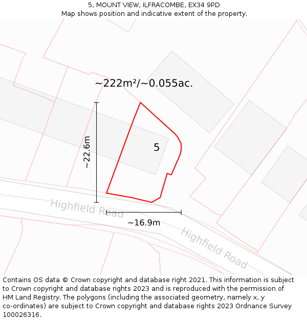 5, MOUNT VIEW, ILFRACOMBE, EX34 9PD: Plot and title map