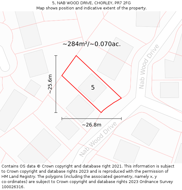 5, NAB WOOD DRIVE, CHORLEY, PR7 2FG: Plot and title map