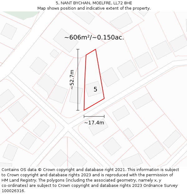 5, NANT BYCHAN, MOELFRE, LL72 8HE: Plot and title map