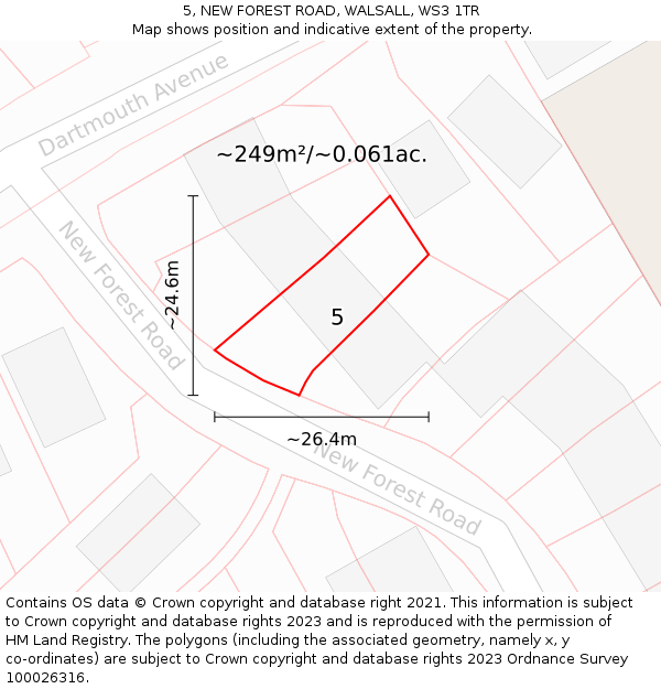 5, NEW FOREST ROAD, WALSALL, WS3 1TR: Plot and title map