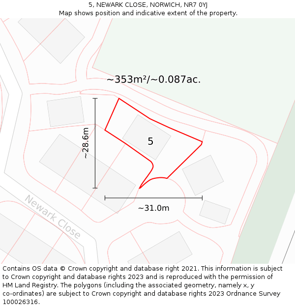 5, NEWARK CLOSE, NORWICH, NR7 0YJ: Plot and title map