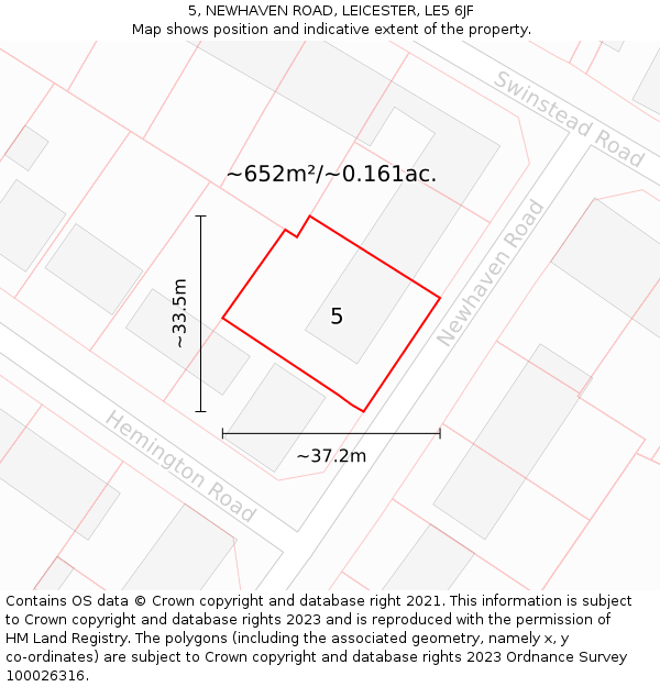 5, NEWHAVEN ROAD, LEICESTER, LE5 6JF: Plot and title map