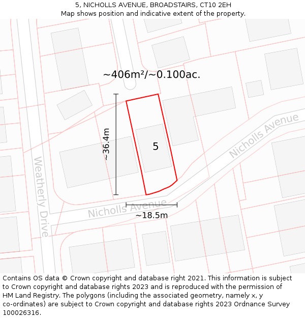 5, NICHOLLS AVENUE, BROADSTAIRS, CT10 2EH: Plot and title map