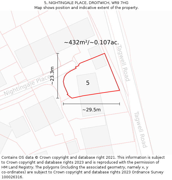 5, NIGHTINGALE PLACE, DROITWICH, WR9 7HG: Plot and title map