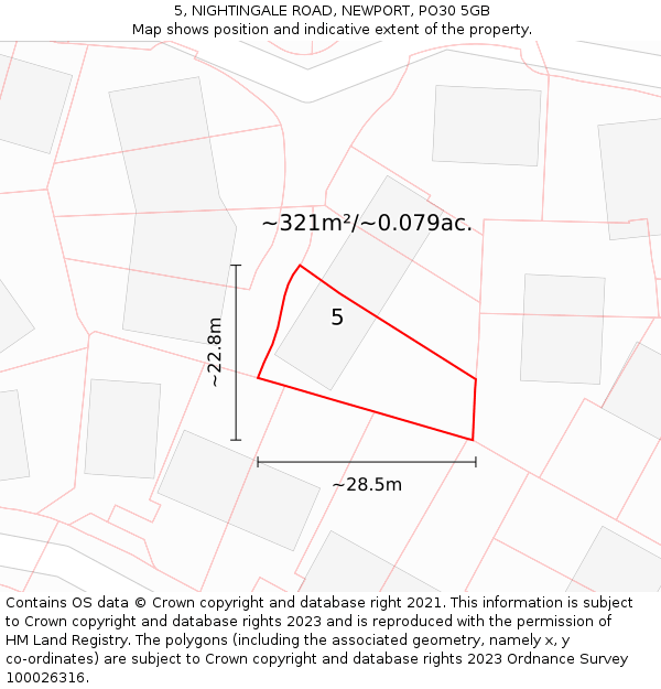 5, NIGHTINGALE ROAD, NEWPORT, PO30 5GB: Plot and title map