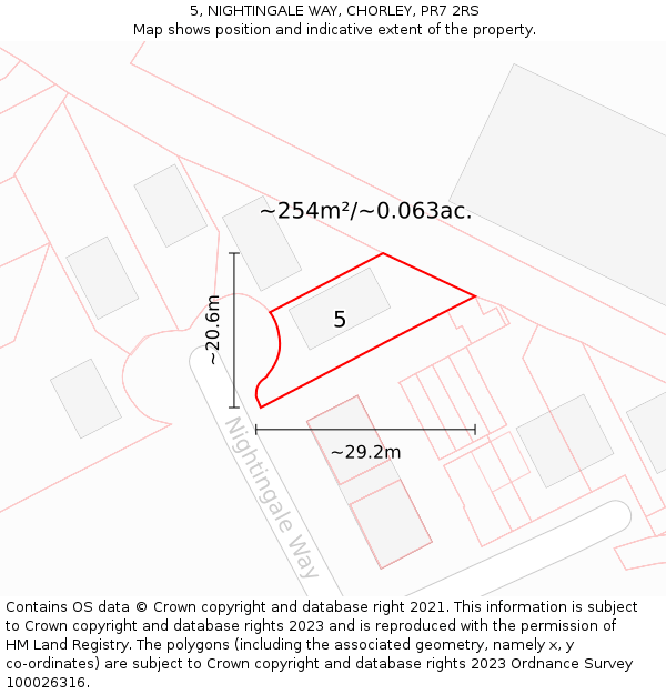 5, NIGHTINGALE WAY, CHORLEY, PR7 2RS: Plot and title map