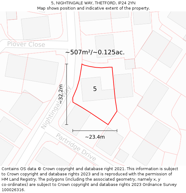 5, NIGHTINGALE WAY, THETFORD, IP24 2YN: Plot and title map