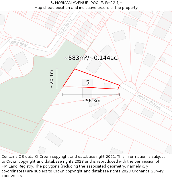 5, NORMAN AVENUE, POOLE, BH12 1JH: Plot and title map